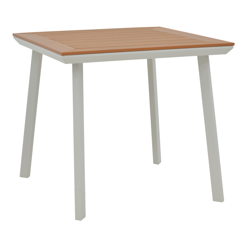 Τραπεζαρία Synergy-Pino σετ 3τεμ pakoworld λευκό αλουμίνιο και plywood σε φυσικό χρώμα 80x80x74εκ