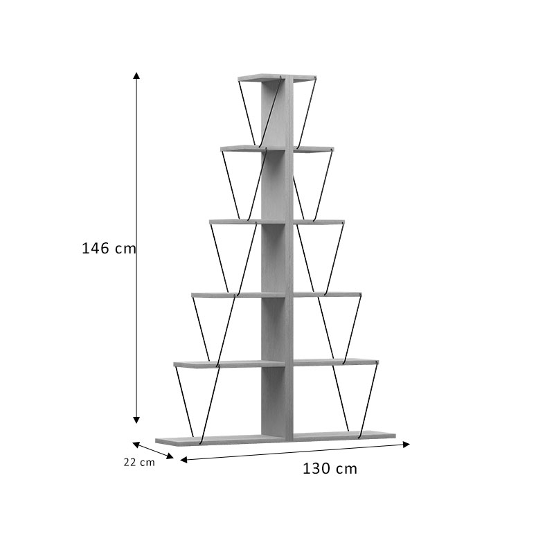 Βιβλιοθήκη mini Tars pakoworld sonoma-μαύρο 100x22x150εκ