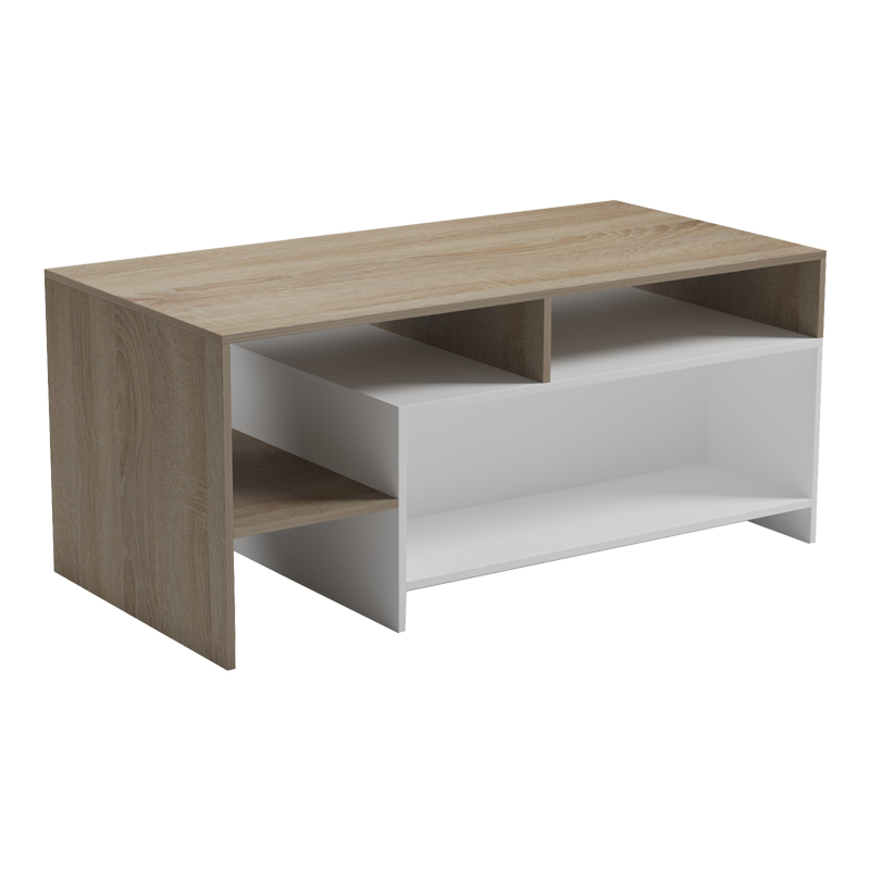 Τραπέζι σαλονιού Consa pakoworld sonoma - λευκό 120x60x52.8εκ