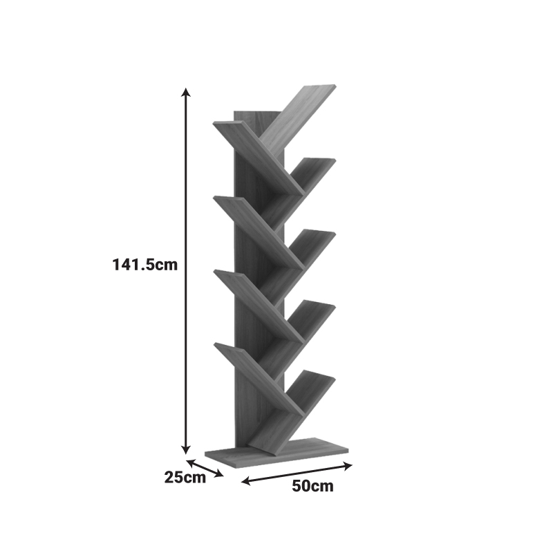 Βιβλιοθήκη Fyllo pakoworld ανθρακί 50x25x141.5εκ