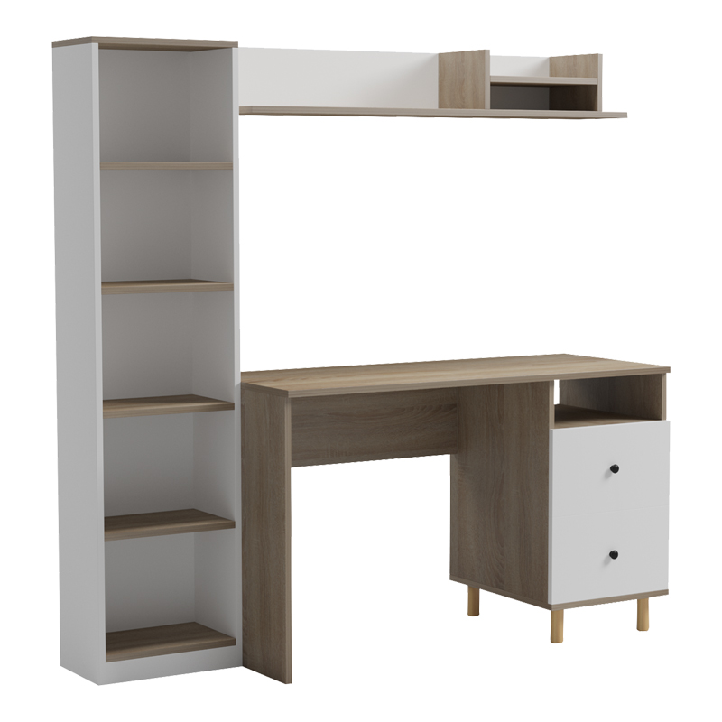 Σύνθεση γραφείου Kontor pakoworld sonoma-λευκό 160x50x158,2εκ