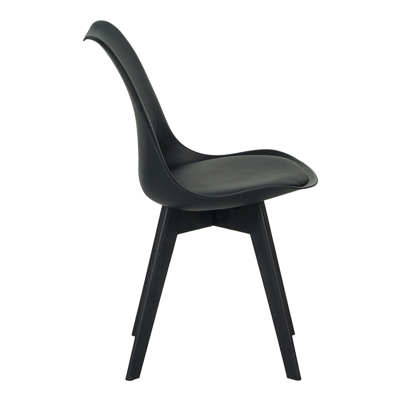 Καρέκλα Gaston I pakoworld PP-PU σε μαύρη απόχρωση 48.5x53.5x81.5εκ