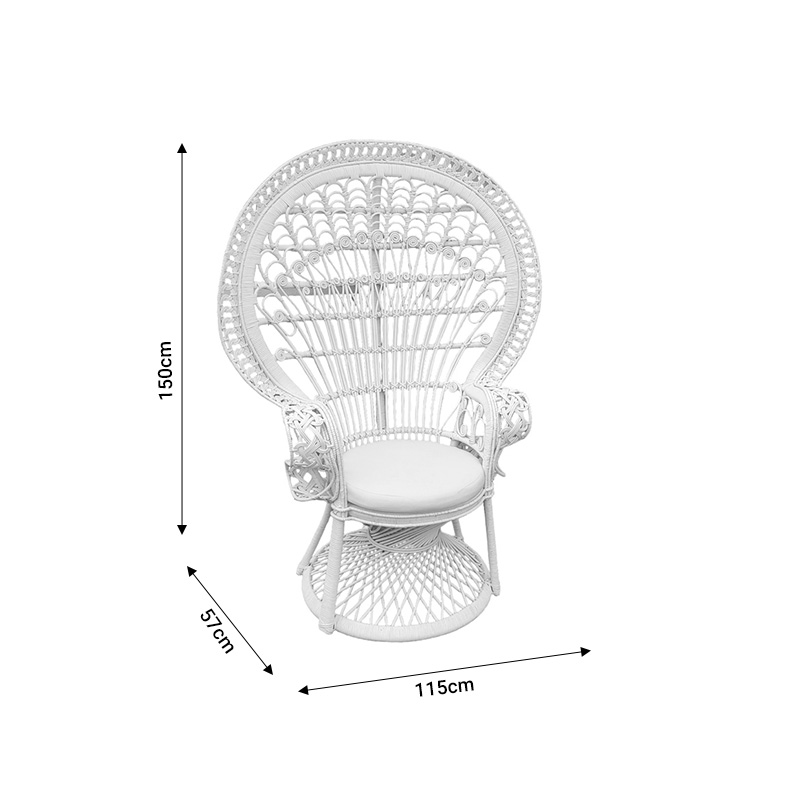 Πολυθρόνα Dorothy Inart με λευκό μαξιλάρι-λευκό rattan 115x53x147εκ