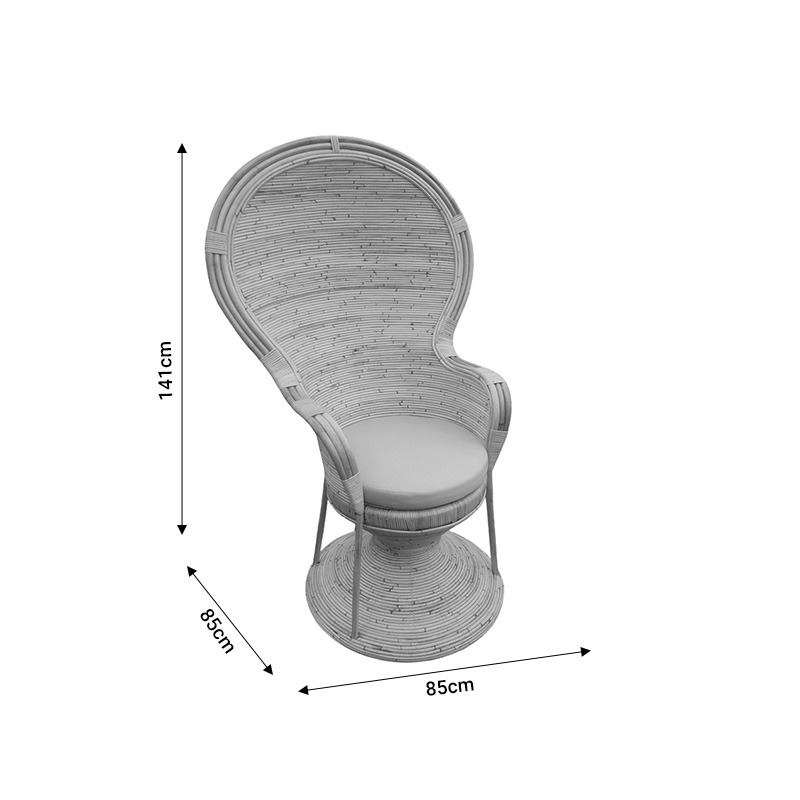 Πολυθρόνα Rea Inart με μπεζ μαξιλάρι-φυσικό rattan 92x75x140εκ