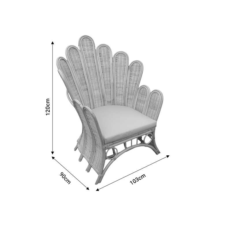 Πολυθρόνα Fragia Inart με μπεζ μαξιλάρι-φυσικό rattan 85x96x120εκ