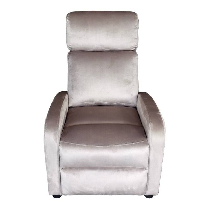 Πολυθρόνα relax Norva pakoworld βελούδο σε γκρι απόχρωση 68.5x86x100εκ
