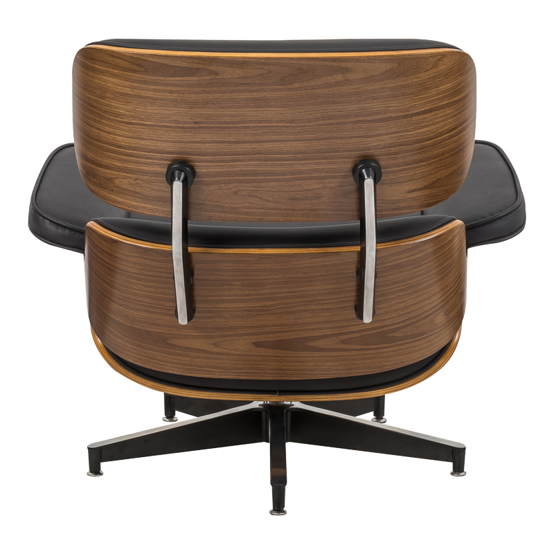 Πολυθρόνα-υποπόδιο relax Jenna pakoworld μαύρο pu- plywood καρυδί 82x92x82εκ
