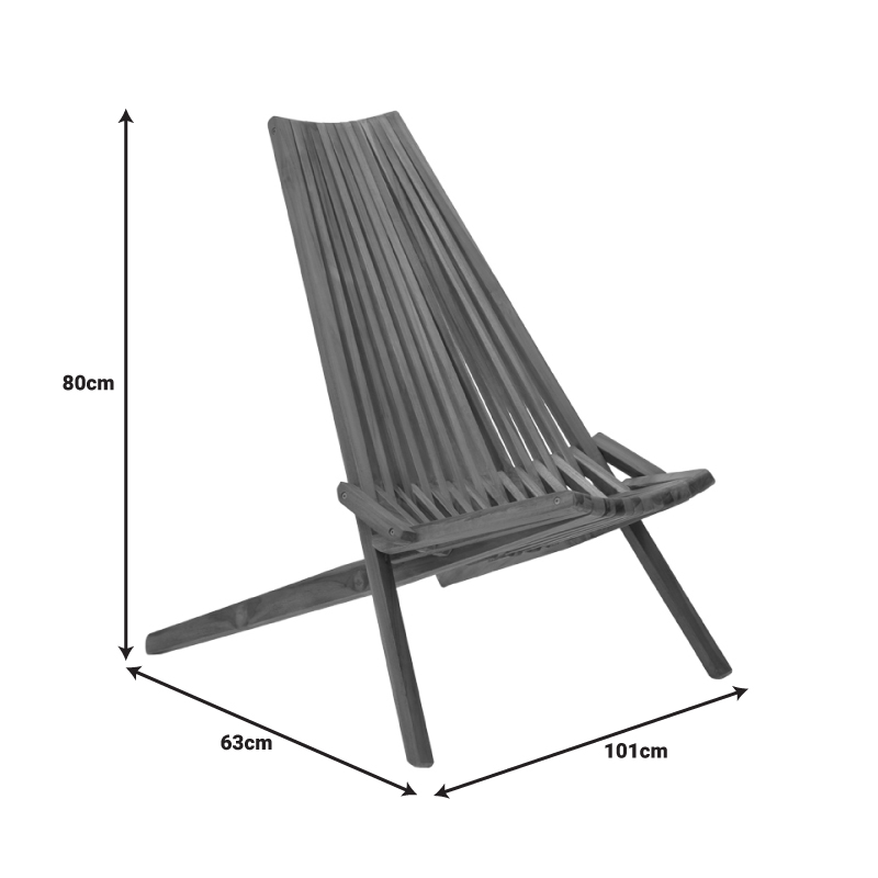 Πολυθρόνα Phoenox pakoworld πτυσσόμενη φυσικό teak ξύλο 65x90x87εκ