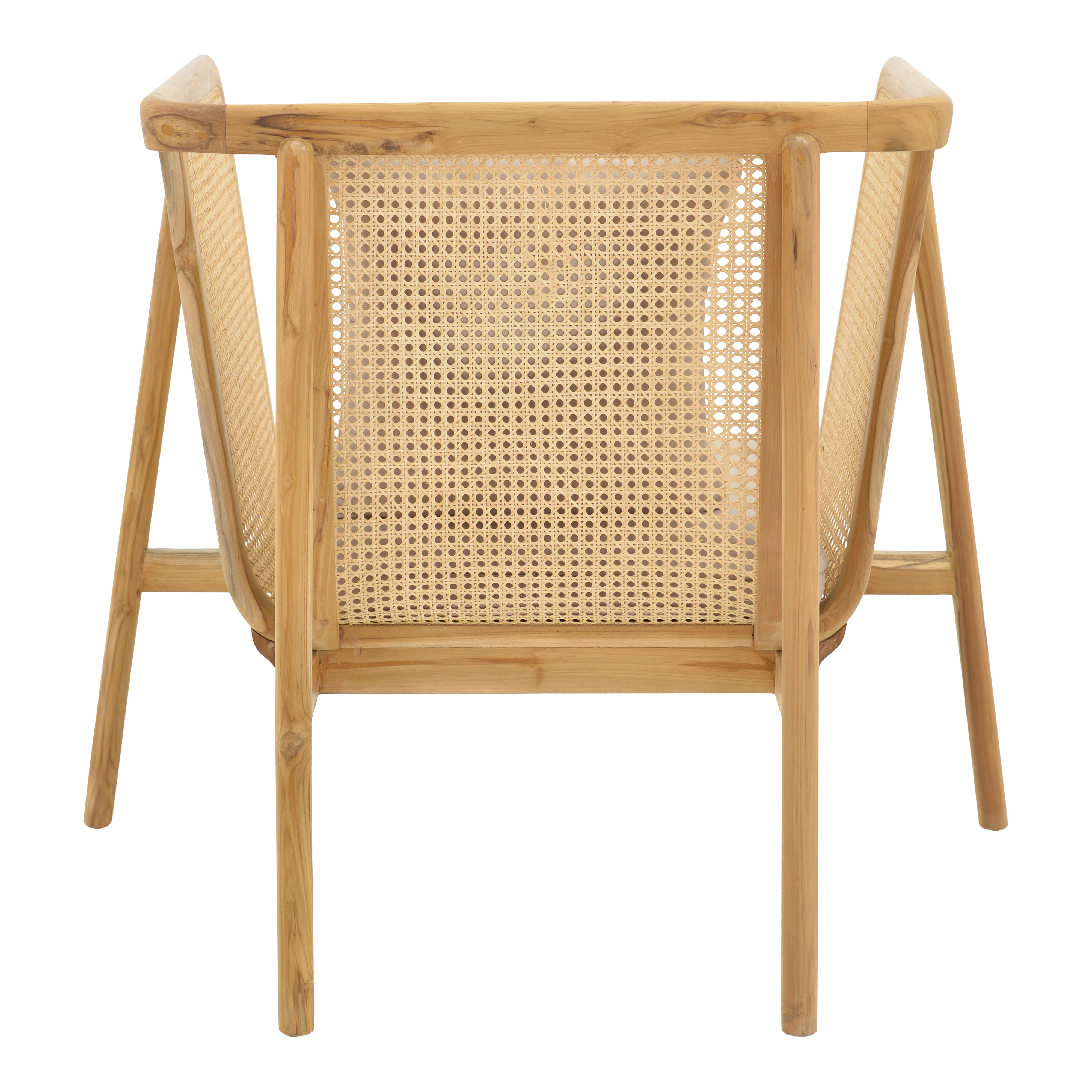 Πολυθρόνα Jenta pakoworld teak ξύλο με rattan σε φυσική απόχρωση και μπεζ μαξιλάρι 72x67x92εκ