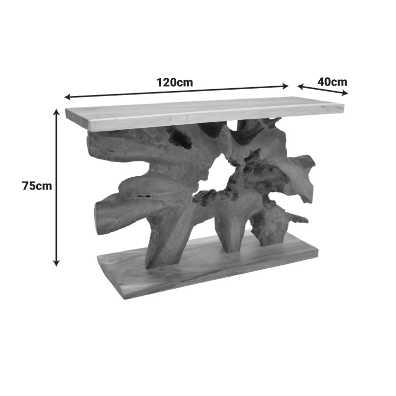 Κονσόλα Nasiol Inart teak ξύλο σε φυσική απόχρωση 120x40x75εκ