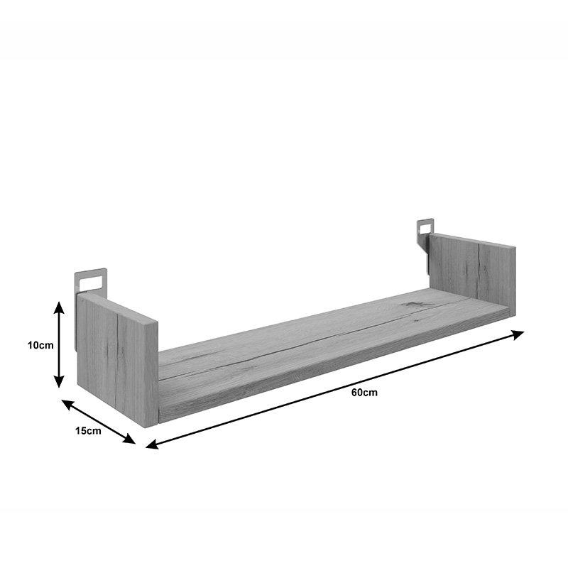 Ραφιέρα τοίχου Derva pakoworld σε cement γκρι απόχρωση 60x15x10cm