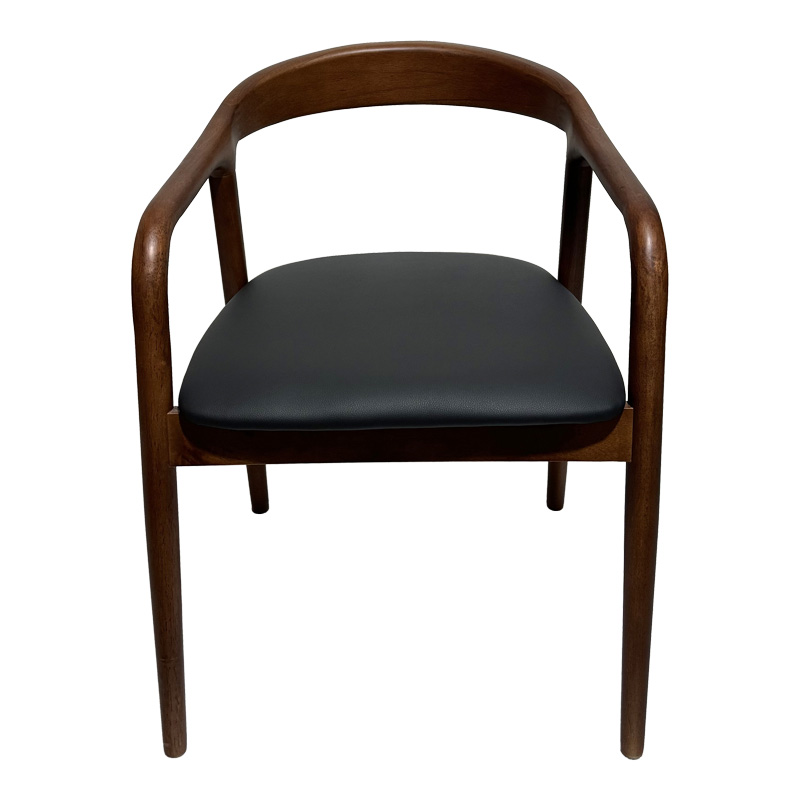 Πολυθρόνα Hogie pakoworld rubberwood καρυδί- μαύρο pu μαξιλάρι 61x60x76εκ