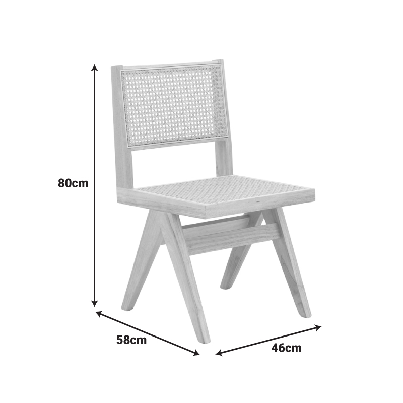 Καρέκλα Winslow pakoworld rubberwood-rattan σε φυσική απόχρωση 46x58x80εκ