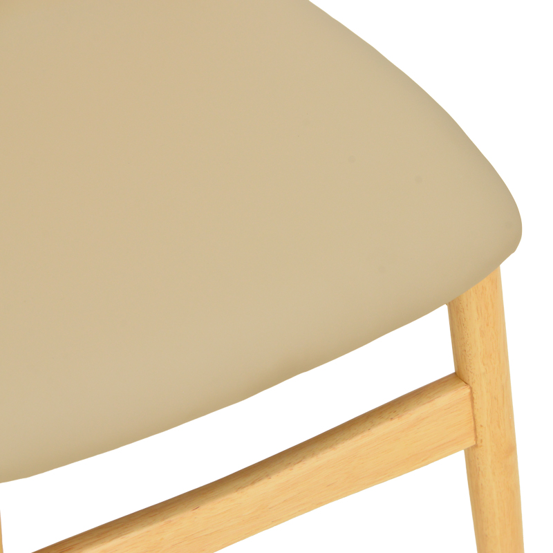 Καρέκλα Cardith pakoworld rubberwood-plywood σε φυσική απόχρωση-pu μπεζ 48x51x78εκ