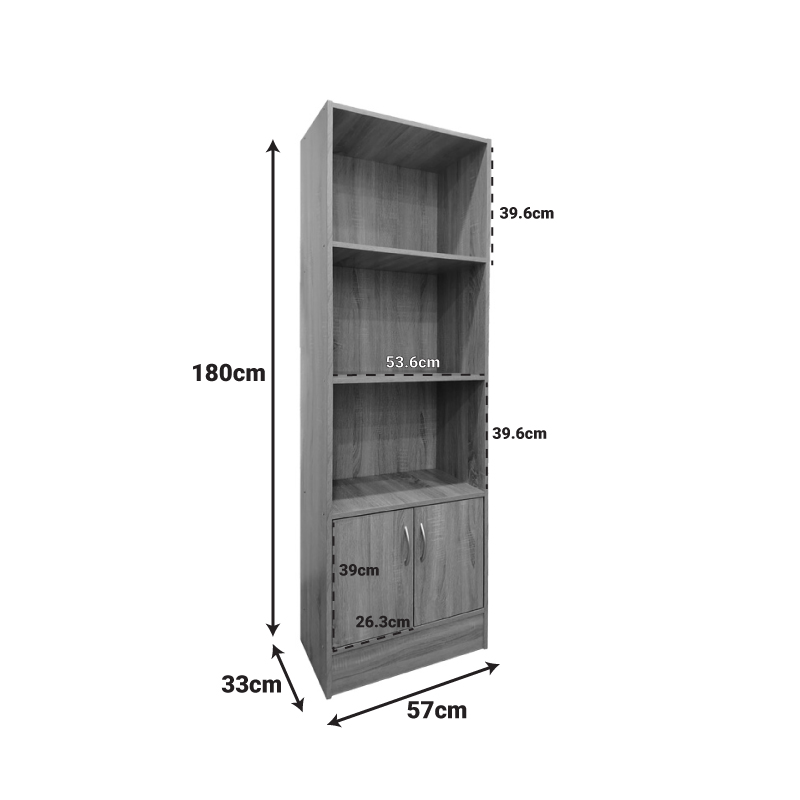 Βιβλιοθήκη Tekaro pakoworld σε sonoma απόχρωση 57x33x180εκ