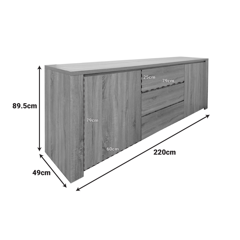 Μπουφές Kalya pakoworld σε wenge απόχρωση 220x49x89.5εκ
