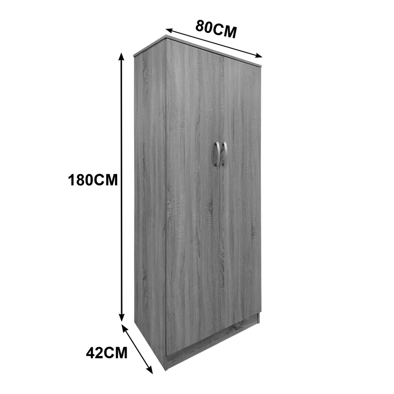 Ντουλάπα δίφυλλη Athos pakoworld σε wenge απόχρωση 80x42x180εκ