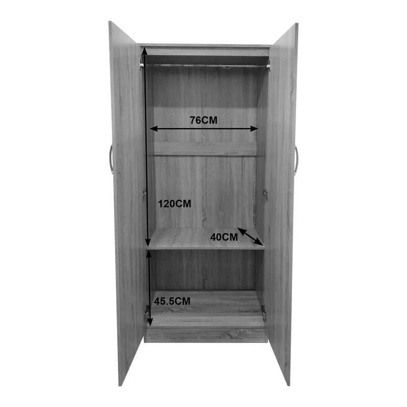 Ντουλάπα δίφυλλη Athos pakoworld σε wenge απόχρωση 80x42x180εκ