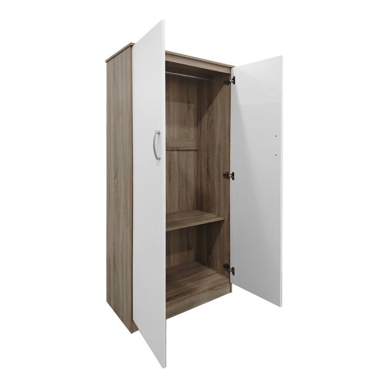 Ντουλάπα δίφυλλη Athos pakoworld σε sonoma-λευκή απόχρωση 80x42x180εκ
