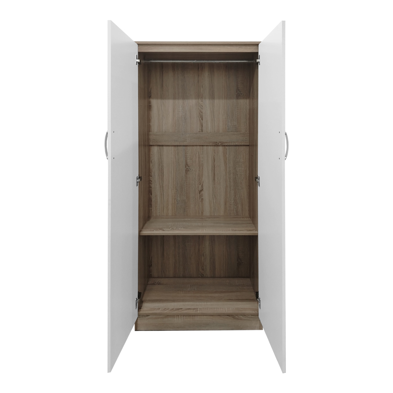 Ντουλάπα δίφυλλη Athos pakoworld σε sonoma-λευκή απόχρωση 80x42x180εκ