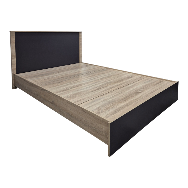 Κρεβάτι Athos pakoworld σε sonoma-ανθρακί απόχρωση 140x200εκ