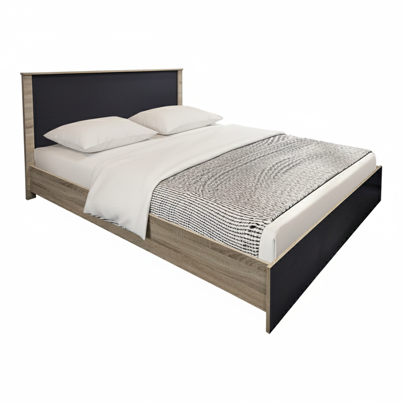 Κρεβάτι Athos pakoworld σε sonoma-ανθρακί απόχρωση 160x200εκ