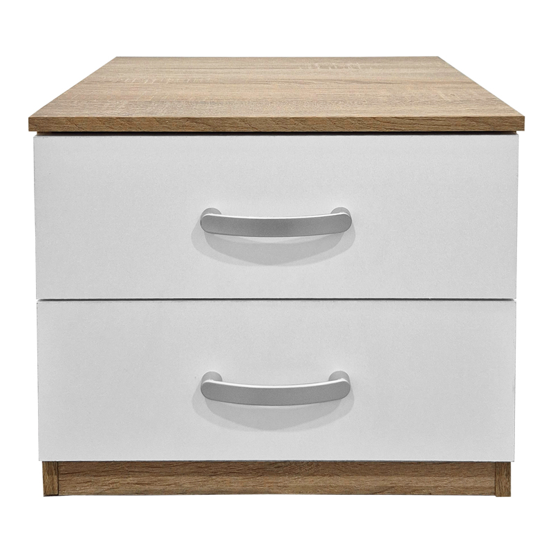 Κομοδίνο Athos pakoworld σε sonoma-λευκή απόχρωση 48x40x41.5εκ