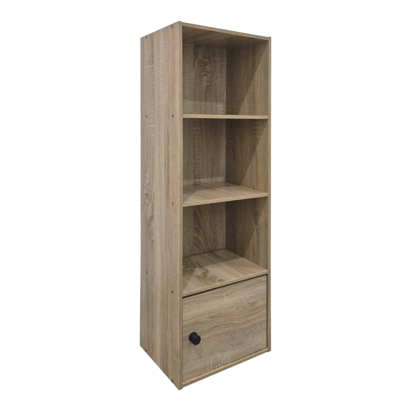 Βιβλιοθήκη-στήλη Lenobia pakoworld με ντουλάπι sonoma 30.5x24x95εκ