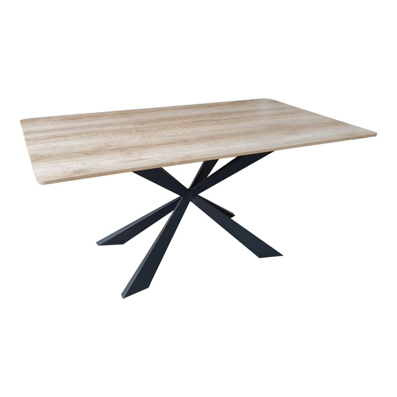 Τραπέζι Aragne pakoworld sonoma mdf με μαύρα μεταλλικά πόδια 160x90x75εκ