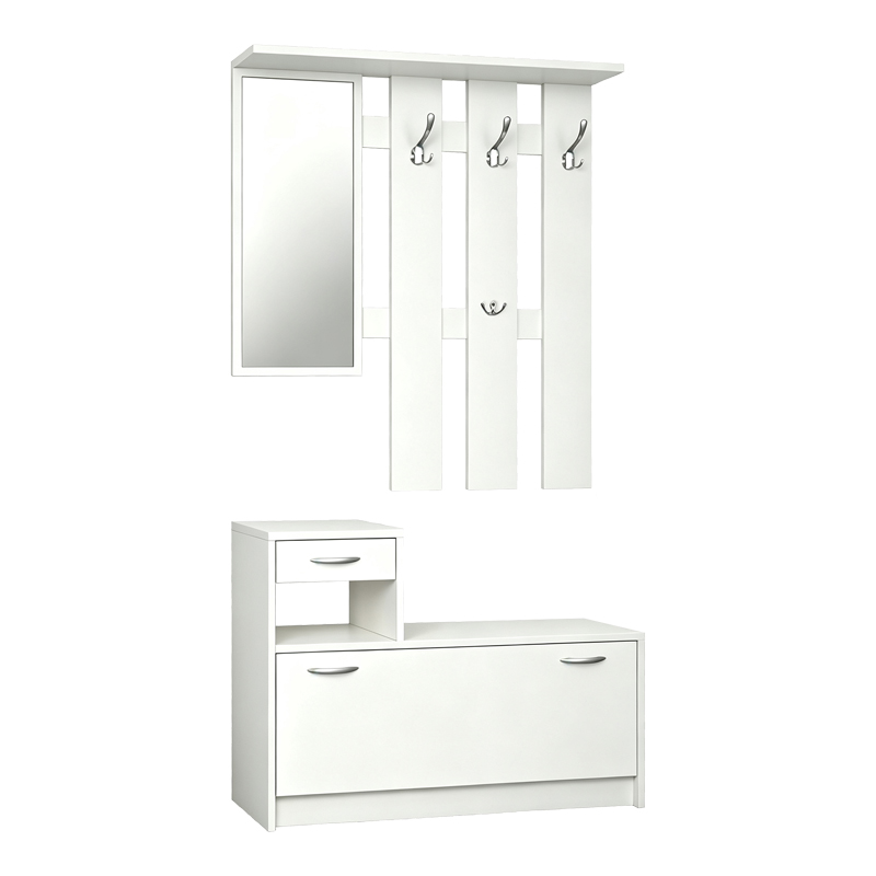 Έπιπλο εισόδου Jentia pakoworld με καθρέπτη λευκό MDF 113x100x89εκ
