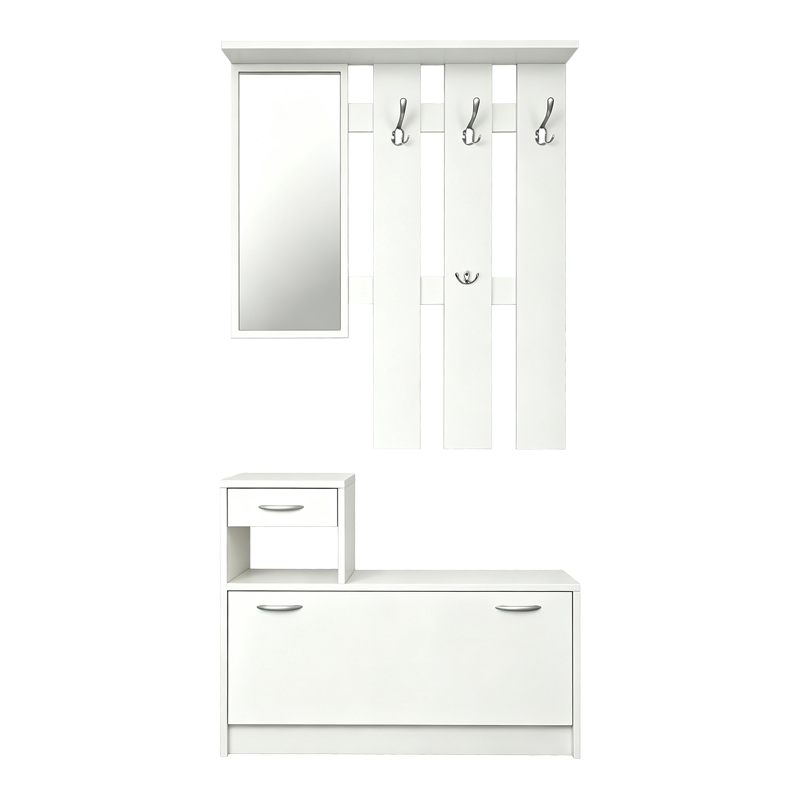 Έπιπλο εισόδου Jentia pakoworld με καθρέπτη λευκό MDF 113x100x89εκ