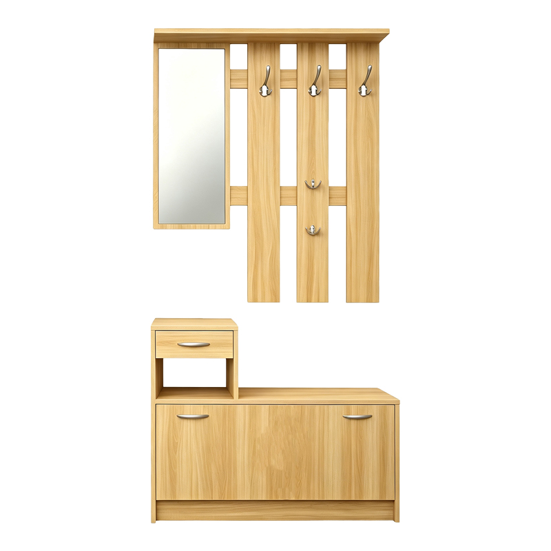 Έπιπλο εισόδου Jentia pakoworld  με καθρέπτη sonoma MDF 113x100x89εκ